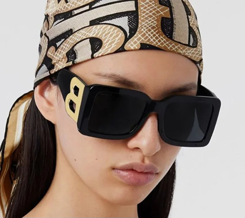 Oversized Designer look Black Sunglasses with Gold Accent B Oversized Designer look Black Sunglasses with Gold Accent B  main image 3
