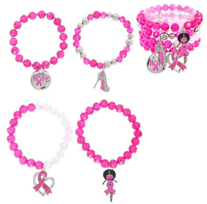 Breast Cancer Hope Charm Bracelet Set