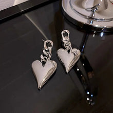 Cargar imagen en el visor de la galería, Heart of Steel Dangle Earrings