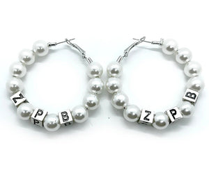 Sorority Pearl Hoop Earrings