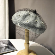 Load image into Gallery viewer, Parisian Pearl Beret with Veil