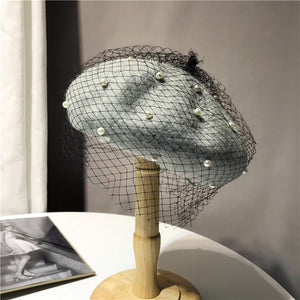 Parisian Pearl Beret with Veil