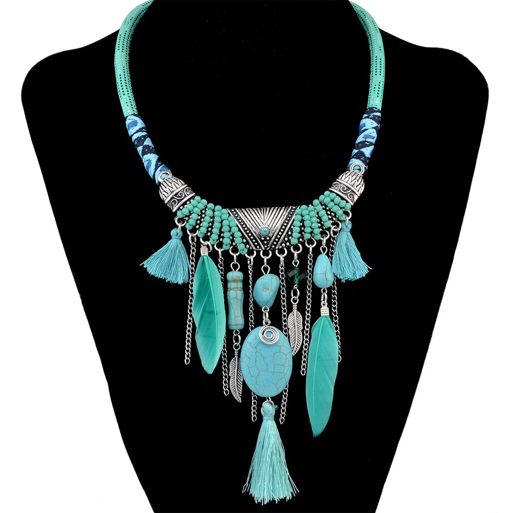 Bohemian Feather Collar Necklace