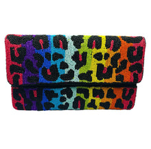 Load image into Gallery viewer, Rainbow Leopard Beaded Clutch