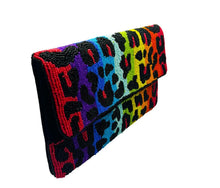 Load image into Gallery viewer, Rainbow Leopard Beaded Clutch