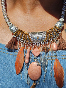 Bohemian Feather Collar Necklace