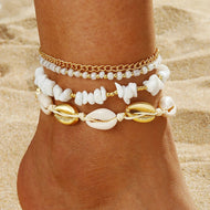 Shell & Pearls Anklet Set