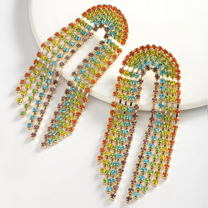 Rainbow Rhinestone Dangle Earrings