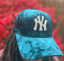 Load image into Gallery viewer, NY Crushed Velvet Bling Baseball Cap