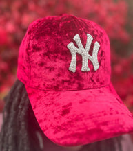 Load image into Gallery viewer, NY Crushed Velvet Bling Baseball Cap