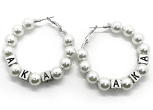 Cargar imagen en el visor de la galería, Sorority Pearl Hoop Earrings