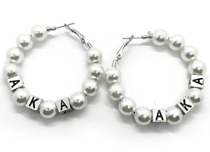 Sorority Pearl Hoop Earrings