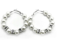 Load image into Gallery viewer, Sorority Pearl Hoop Earrings