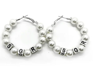 Sorority Pearl Hoop Earrings