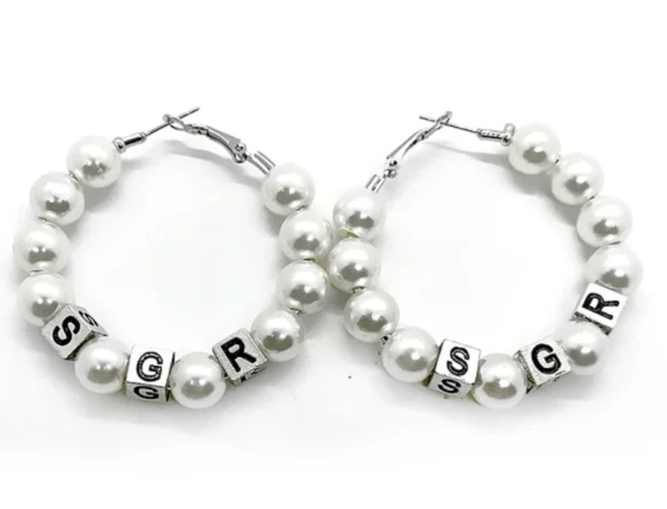 Sorority Pearl Hoop Earrings