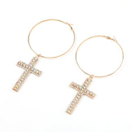 Treasured Cross Hoop Earrings
