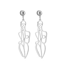 Load image into Gallery viewer, Line Art Woman Dangle Earrings