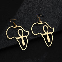 Load image into Gallery viewer, Ankh In Africa Dangle Earrings