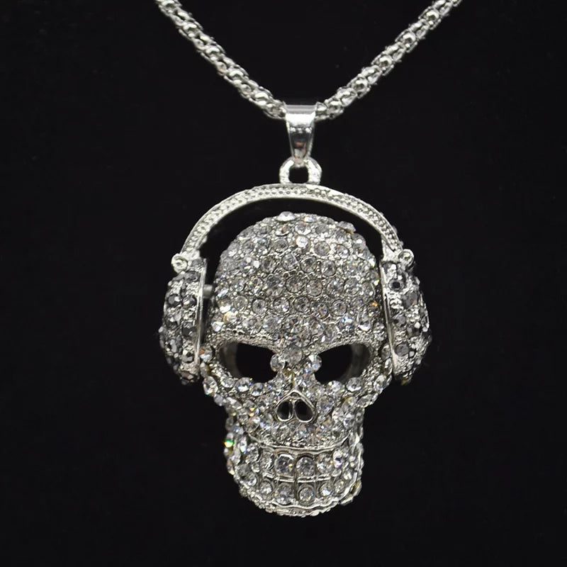 DJ Bling Skull Necklace