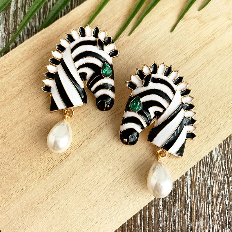 Fancy Zebra Stud Earrings