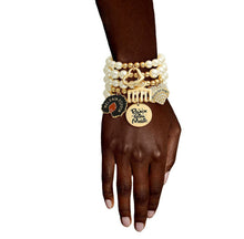 Load image into Gallery viewer, Black Girl Magic Charm Bracelet Stack-Pearl