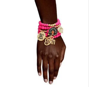 Black Girl Magic Charm Bracelet Stack-Matte