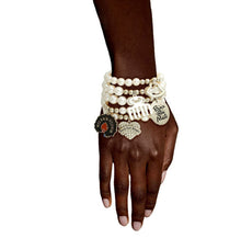 Cargar imagen en el visor de la galería, Black Girl Magic Charm Bracelet Stack-Pearl