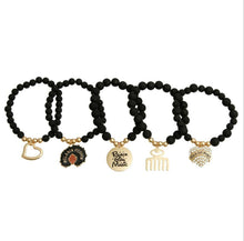 Load image into Gallery viewer, Black Girl Magic Charm Bracelet Stack-Matte