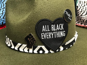 All Black Everything Custom Fedora (Olive)