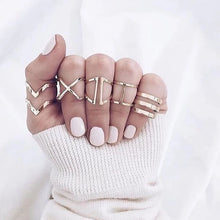 Load image into Gallery viewer, Gold Bars Midi Ring Set
