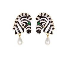 Load image into Gallery viewer, Fancy Zebra Stud Earrings