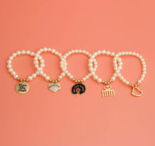 Load image into Gallery viewer, Black Girl Magic Charm Bracelet Stack-Pearl